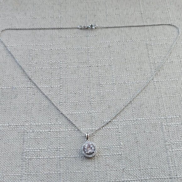 Micro Pave Necklace Cubic Zirconia Silver Tone Fashion Jewelry Khols NWT $60 - Picture 5 of 12